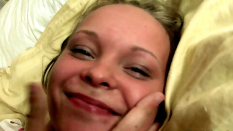 Sinful blonde Alina gets her tiny cuch...