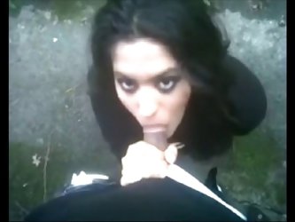 Iranian Girl sucking Dick outside