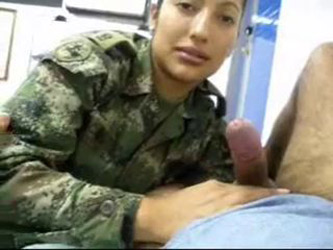 Real Latin Female Soldier Military Suck A...