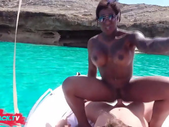 EBONY GIRL GETS PUBLIC FUCKED ON A BOAT...