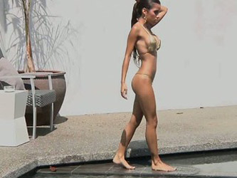 lupe fuentes at the pool