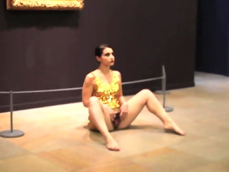 woman spreads her vagina at art museum in...